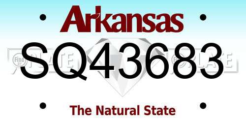 SQ43683 Arkansas License Plate