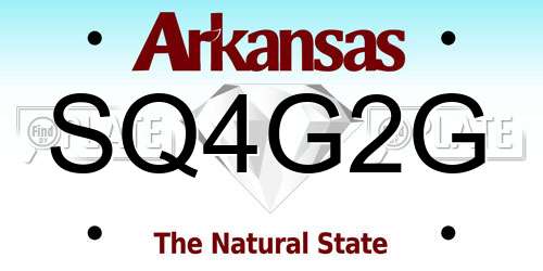 SQ4G2G Arkansas License Plate