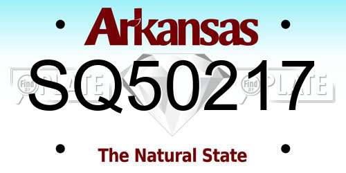 SQ50217 Arkansas License Plate