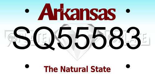 SQ55583 Arkansas License Plate