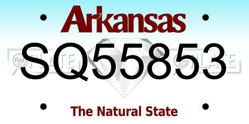 SQ55853 Arkansas License Plate