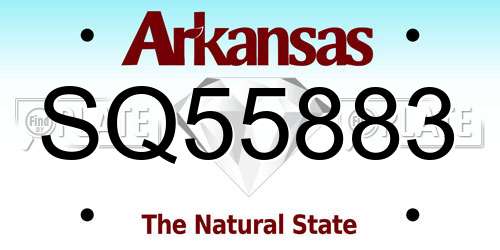 SQ55883 Arkansas License Plate