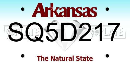 SQ5D217 Arkansas License Plate