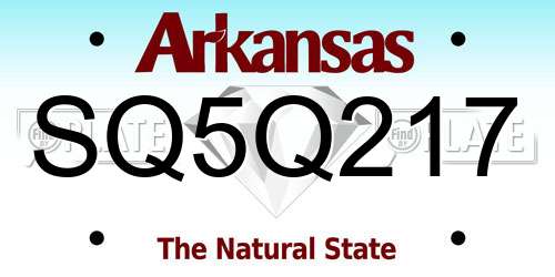 SQ5Q217 Arkansas License Plate