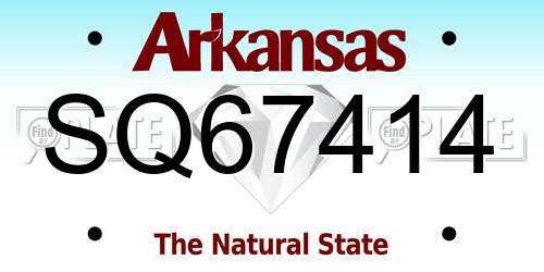 SQ67414 Arkansas License Plate