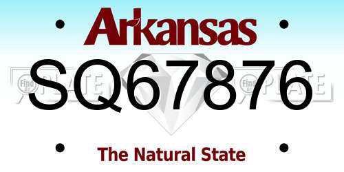 SQ67876 Arkansas License Plate