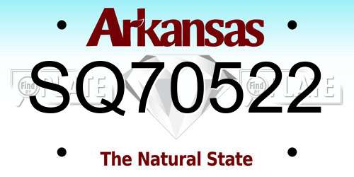 SQ70522 Arkansas License Plate