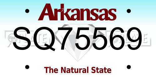 SQ75569 Arkansas License Plate