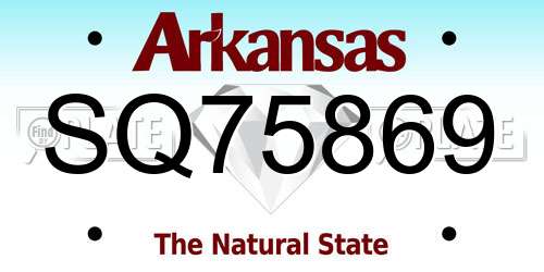 SQ75869 Arkansas License Plate