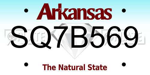 SQ7B569 Arkansas License Plate