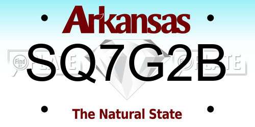 SQ7G2B Arkansas License Plate