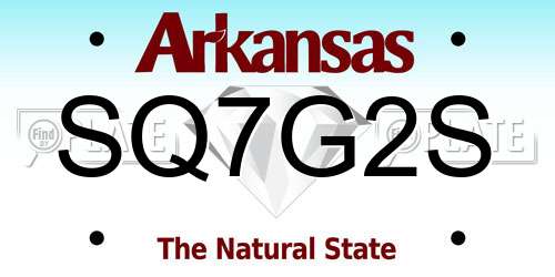 SQ7G2S Arkansas License Plate