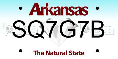 SQ7G7B Arkansas License Plate