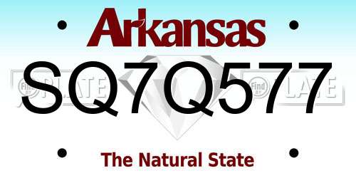 SQ7Q577 Arkansas License Plate