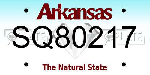 SQ80217 Arkansas License Plate
