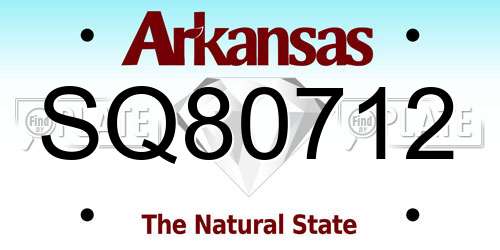SQ80712 Arkansas License Plate