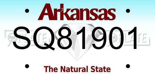 SQ81901 Arkansas License Plate