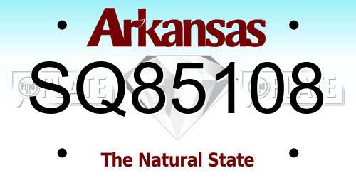 SQ85108 Arkansas License Plate