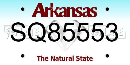 SQ85553 Arkansas License Plate