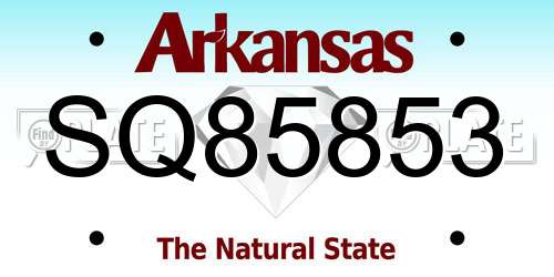 SQ85853 Arkansas License Plate