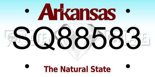 SQ88583 Arkansas License Plate