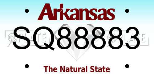 SQ88883 Arkansas License Plate