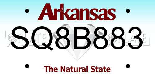 SQ8B883 Arkansas License Plate
