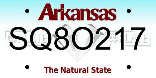 SQ8O217 Arkansas License Plate