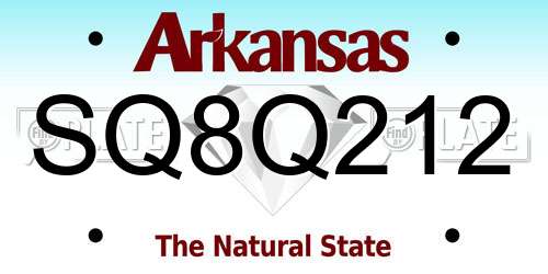 SQ8Q212 Arkansas License Plate