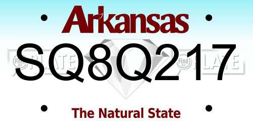 SQ8Q217 Arkansas License Plate