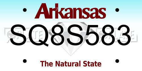 SQ8S583 Arkansas License Plate