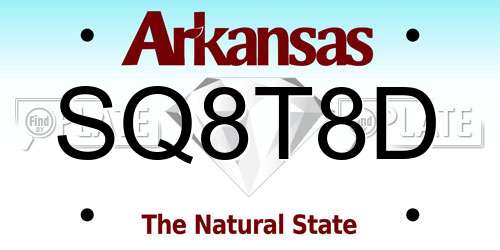 SQ8T8D Arkansas License Plate