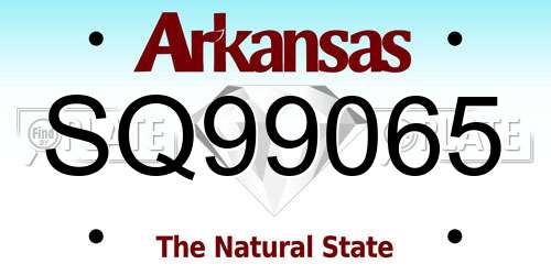 SQ99065 Arkansas License Plate