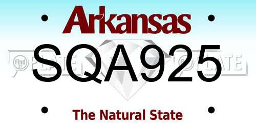 SQA925 Arkansas License Plate