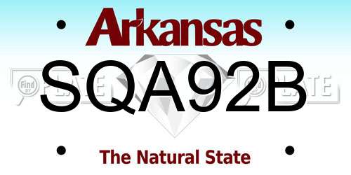 SQA92B Arkansas License Plate