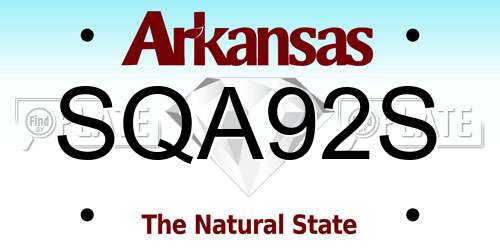SQA92S Arkansas License Plate