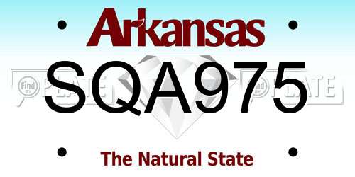SQA975 Arkansas License Plate