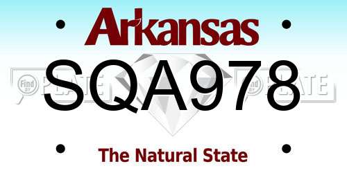 SQA978 Arkansas License Plate