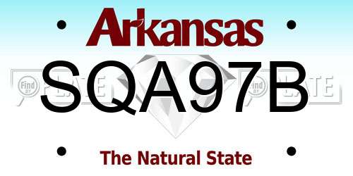 SQA97B Arkansas License Plate