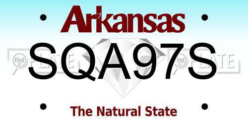SQA97S Arkansas License Plate