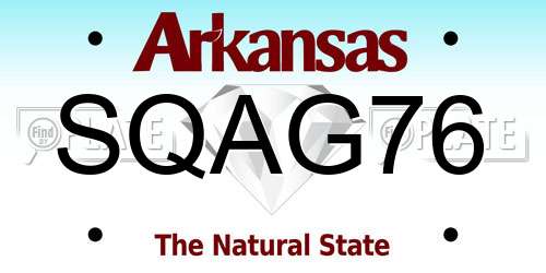 SQAG76 Arkansas License Plate