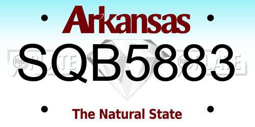 SQB5883 Arkansas License Plate