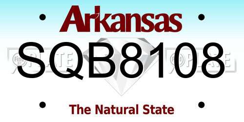 SQB8108 Arkansas License Plate