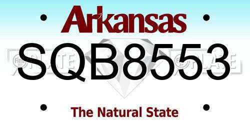 SQB8553 Arkansas License Plate
