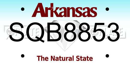 SQB8853 Arkansas License Plate