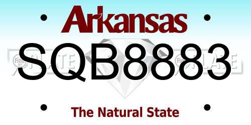 SQB8883 Arkansas License Plate