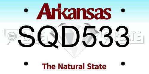 SQD533 Arkansas License Plate