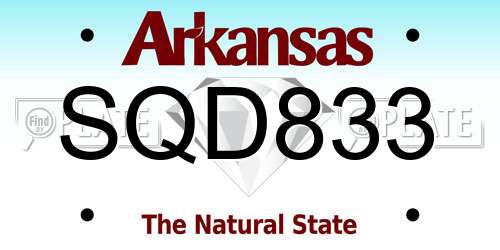 SQD833 Arkansas License Plate