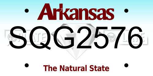 SQG2576 Arkansas License Plate