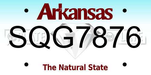 SQG7876 Arkansas License Plate